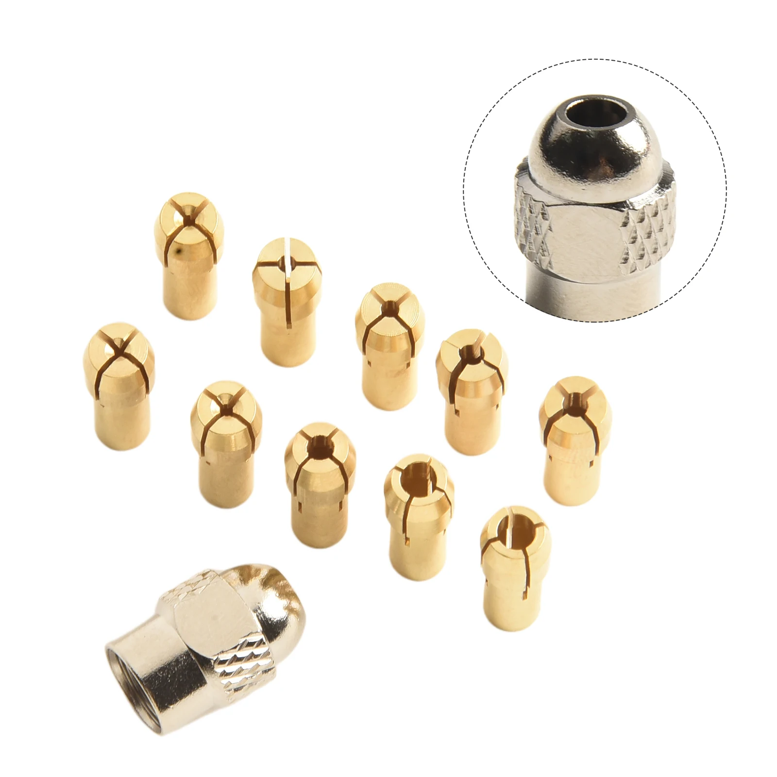 10pcs 0.5-3.2mm Drill Brass Electric Grinder Three-Prong Collet Chuck For Dremel Rotary Tool Electric Grinding Accessories Sets