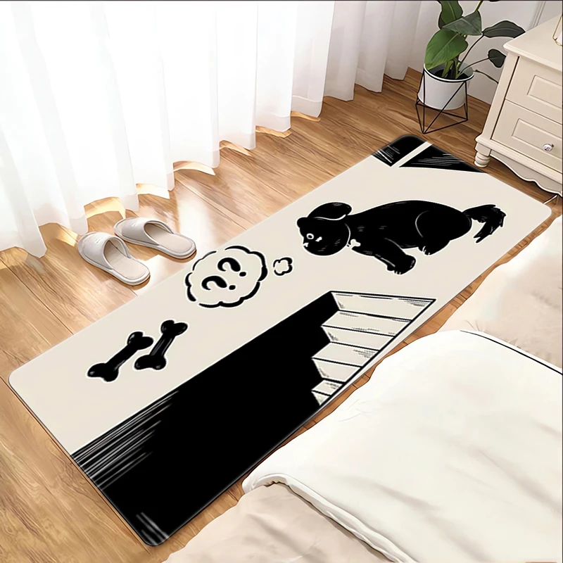 Black Cat Foot Mat Home Entrance Mats Washable Non-slip Kitchen Rug Carpet Bath Door Doormat House Bathroom Hallway Floor Garden