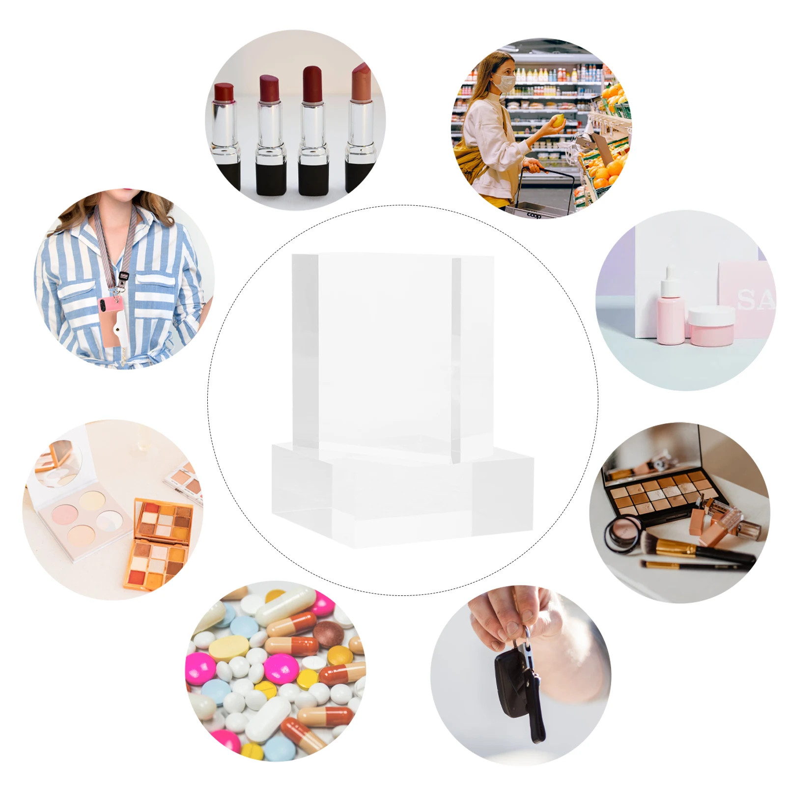 

2Pcs Acrylic Display Block Clear Square Base Jewelry Organizer Stand Cosmetics Storage Holder Desktop Display Base for Home Shop