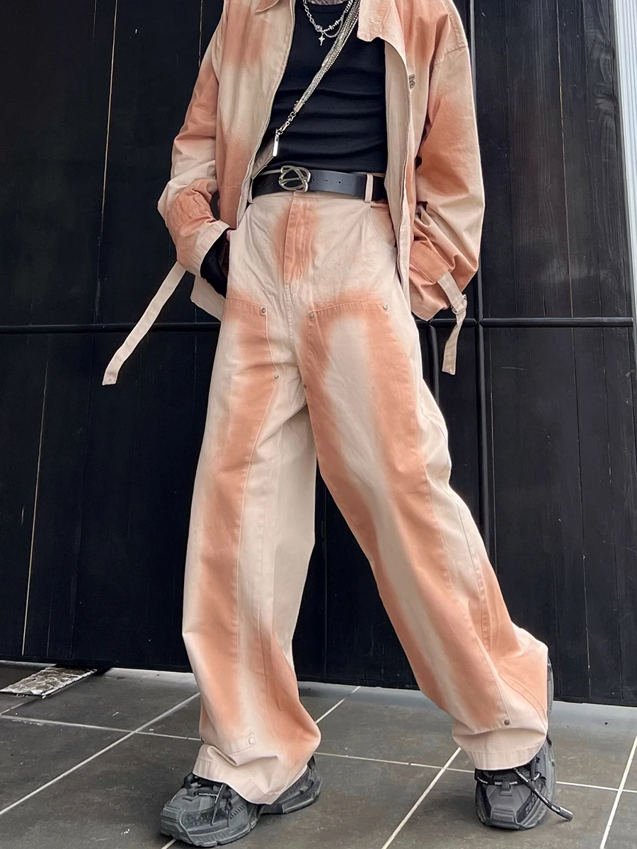 

Ретро американские уличные джинсы с прямыми штанинами, мужские модные широкие повседневные брюки длиной до пола, весна-осень-зима