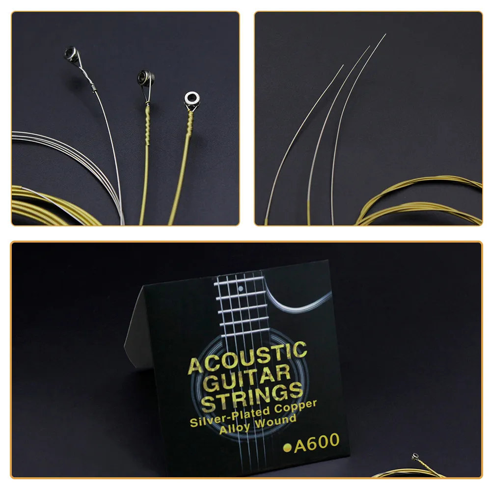 Acoustic Guitar Strings Set Silver Plated Smooth Long Lasting Clear Powerful Tone Replacement Pack