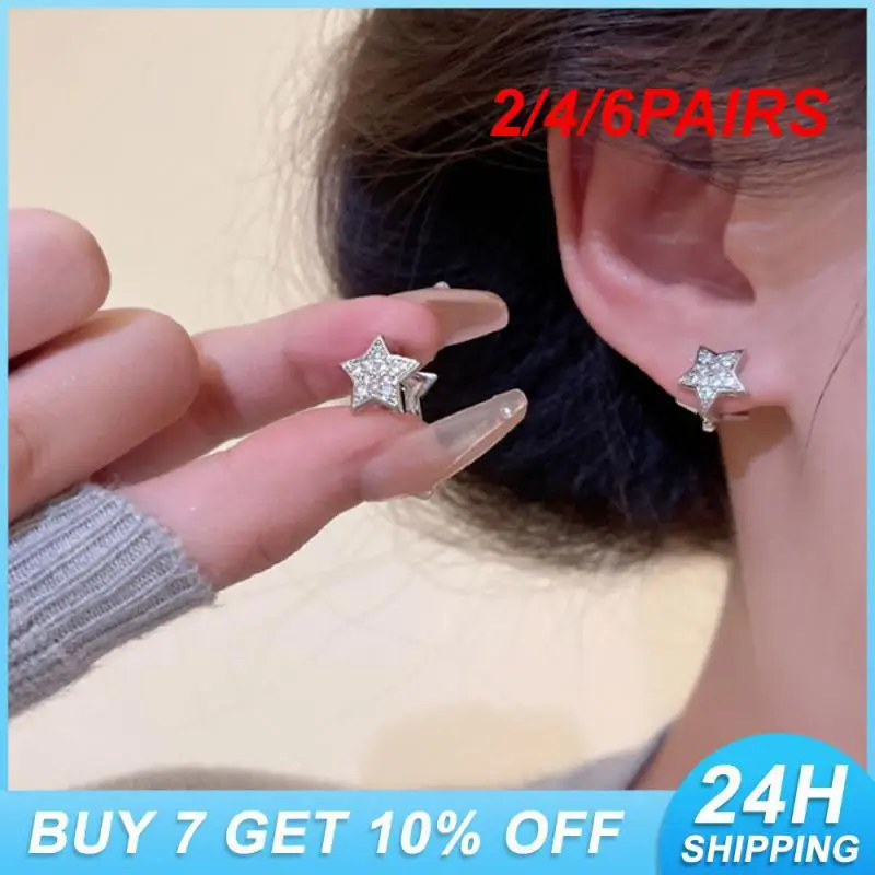 2/4/6PAIRS Striking Crystal Stud Earrings Personality Style Korean Fashion Accessories Party Jewelry Large Demand Exquisite