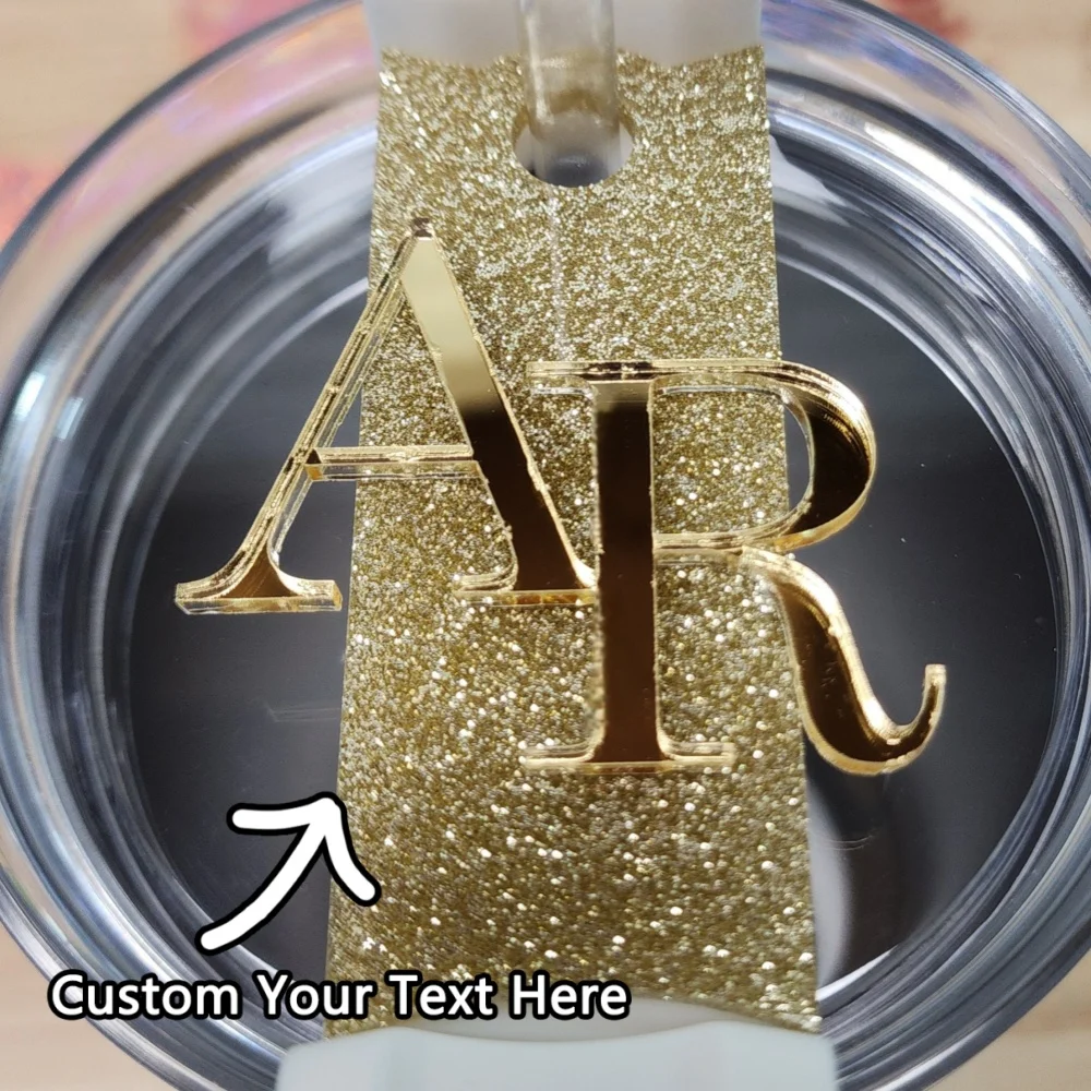 Customized chocolate golden water bottle cup label | Golden glittering letters | Name decoration | Brown mirror - view 6