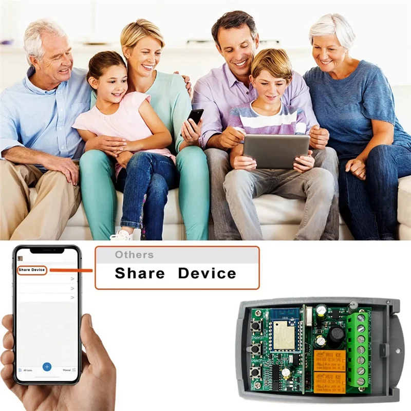 B04C-Garage Door Receiver Tuya WIF Zigbee 2CH 433.92Mhz Fixed Rolling Code Universal Switch Controller AC/DC7-32V