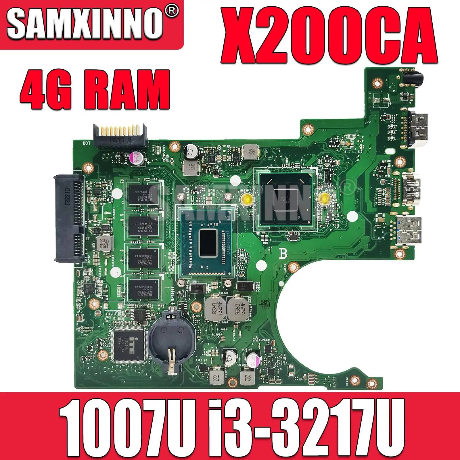 

X200CA Laptop Motherboard For ASUS X200C X200CAP F200C F200CA Mainboard 1007U I3 CPU 4GB RAM 100% Working