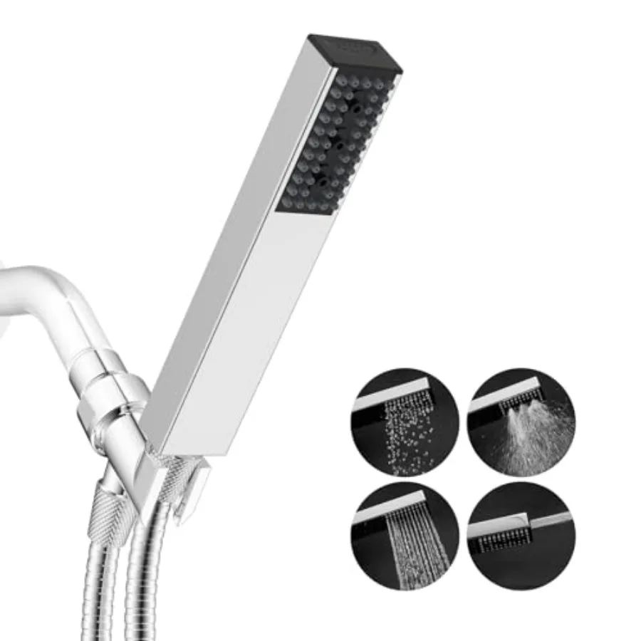 

cUPC Certified Handheld Shower Head High Pressure 4 Spray Stainless Steel Showerhead Built-in Power Wash to Clean Tub and Pets