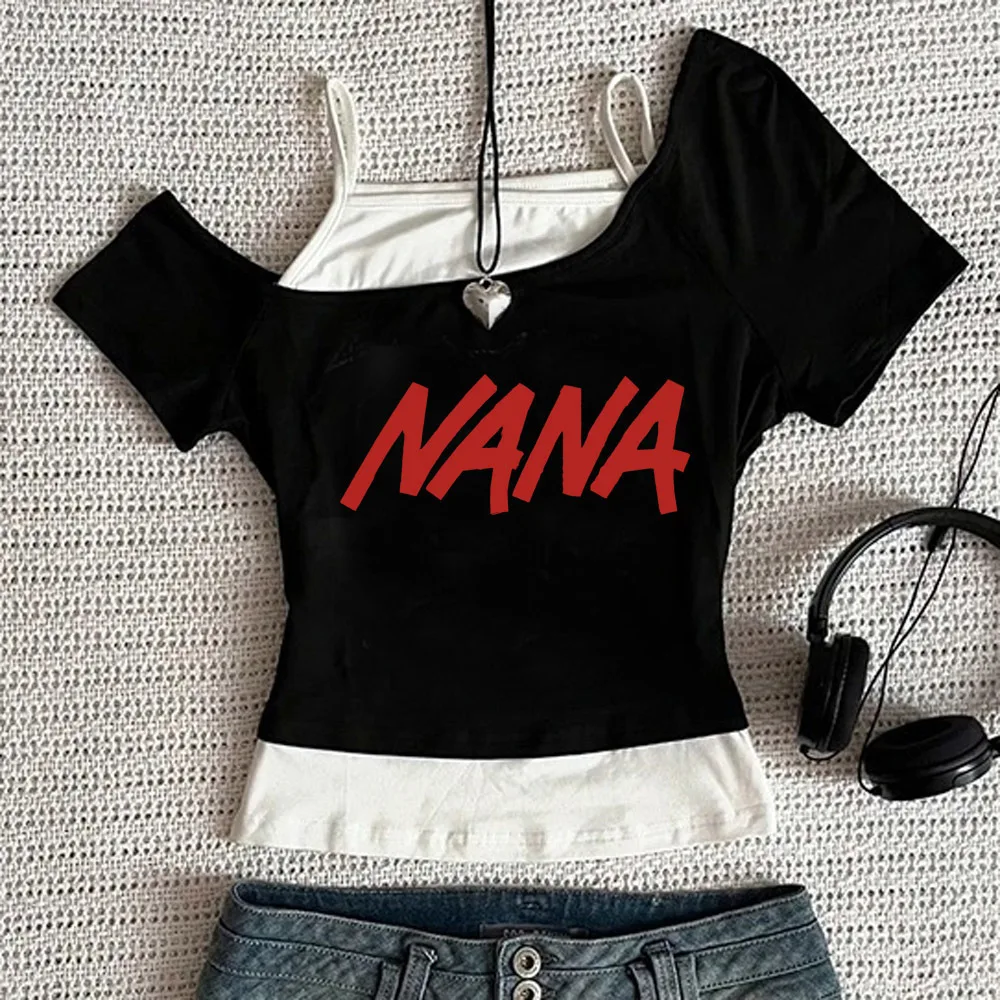 Black Stones Nana Osaki crop top female goth graphic manga japan party shirt japanese emo manga gyaru vintage