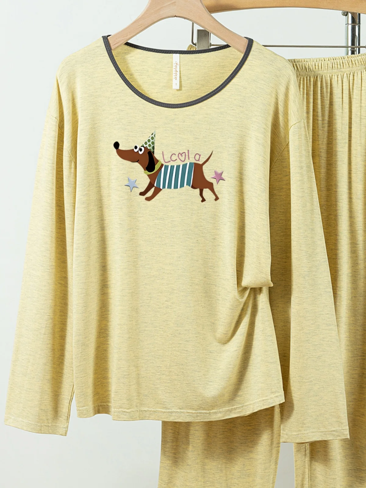 5181-273 여성용 캐주얼하고 편안한 모달 코튼 파자마, 신상 봄가을 긴팔 긴바지 단색 캐주얼