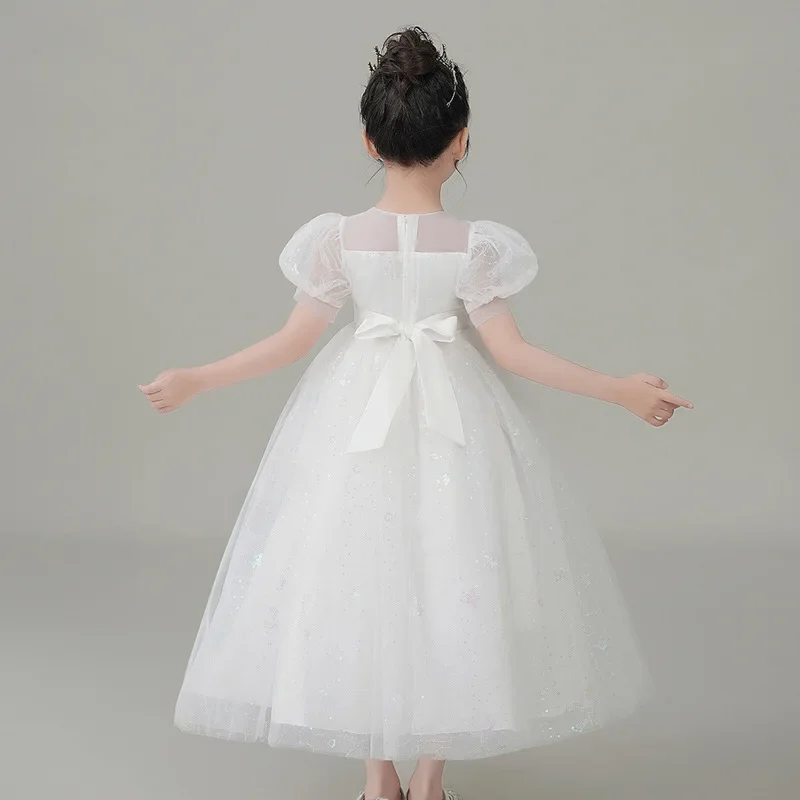 Fashion Children Clothing Evening Dresses Lace Short Sleeve Kids Dresses for Girls Summer Girls Party Dresses 3-12 Years