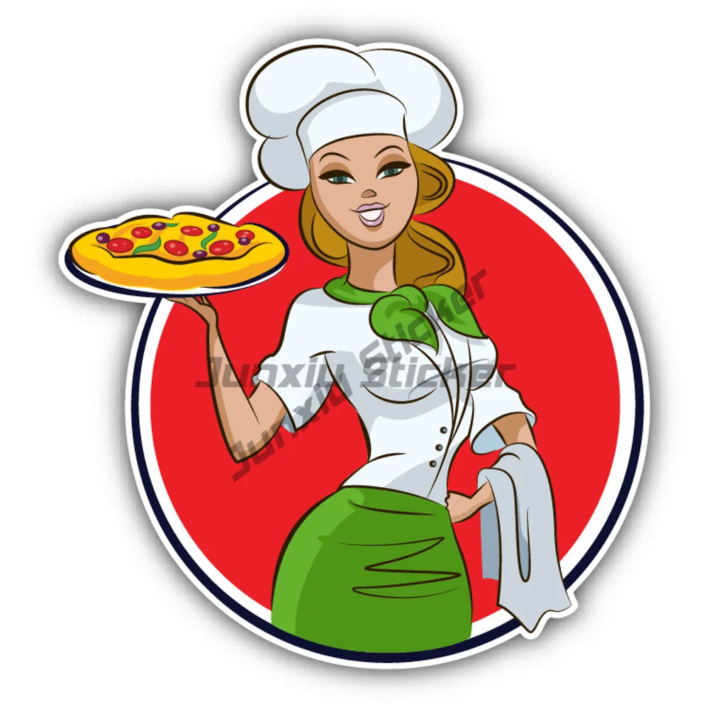 

Creativity Waitress Cook Pizza Italy Car Sticker Decal Waterproofing Outdoor Decorative For Car Suv Phone Bumper Guitar Truck