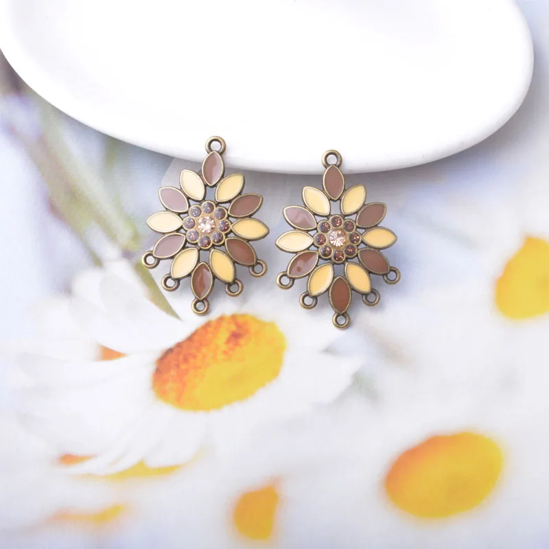 10 Stück Ohrring-Verbinder, 5-Loch-Geometrie-Verbinder, Anhänger aus Legierung, goldene Blume, DIY-Schmuckdekoration – Detail 5