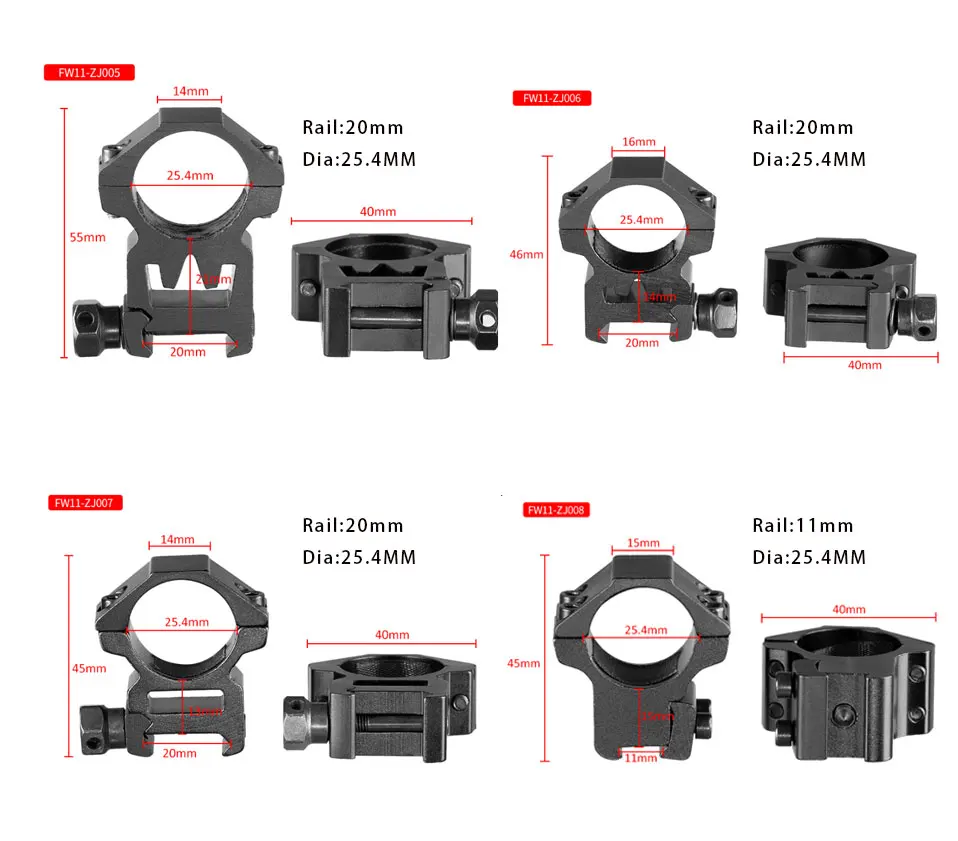 2PCS 25.4mm/30mm Rifle Scope Ring Medium Profile Scope Mount 11mm/20mm Picatinny Dovetail Scope Rail Mount Hunting Caza