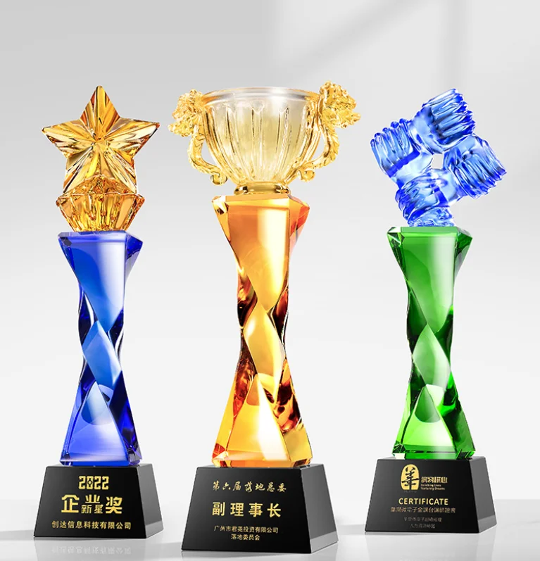 Customized Crystal Glass Trophy Creative Crafts Art craft Souvenir Luminous Glass Award