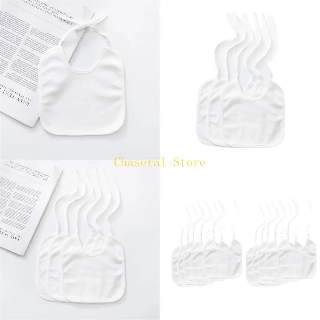 

E7CE 10Pcs White Children's DIY Painting Bibs Waterproof Cotton Baby Drooling Bibs