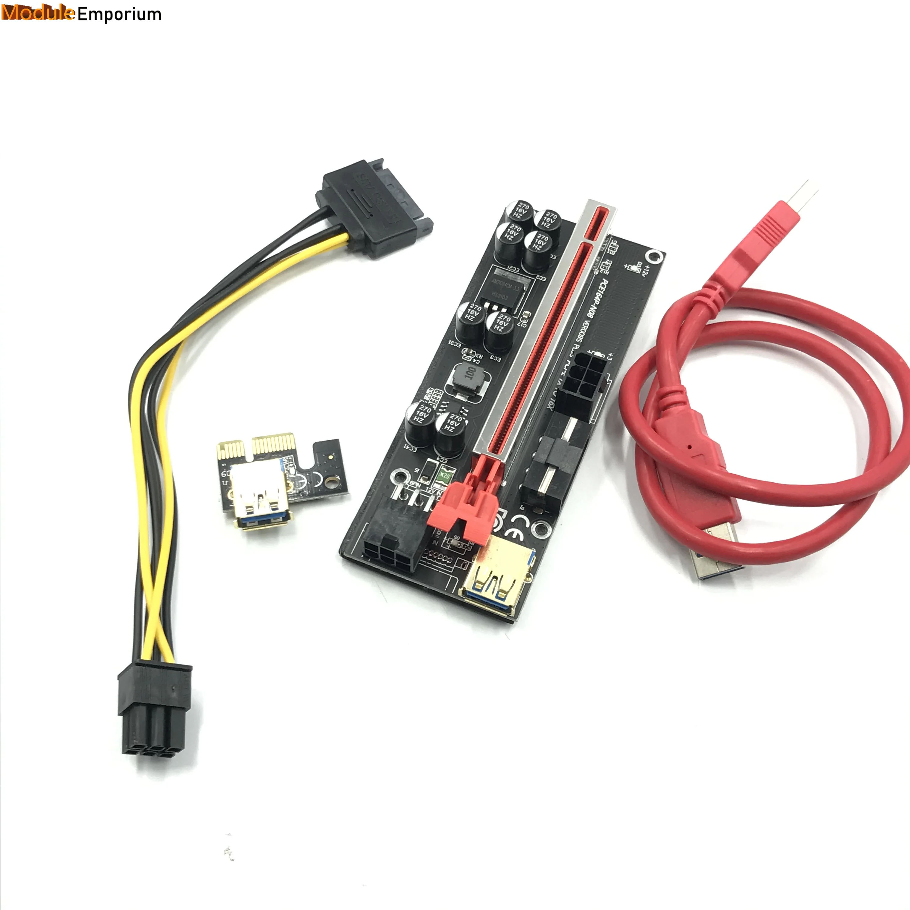 Placa Riser PCI-E para Placa Gráfica, VER 009S Plus, PCI Express 1X a 16X, Cabo USB 3.0, Conector SATA a 6Pin, Placa de vídeo