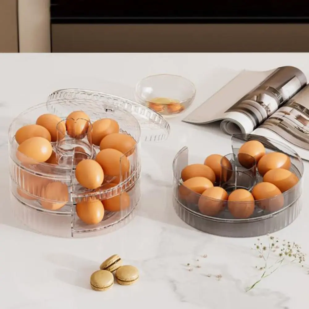

Plastic Rolling Egg Storage Box Round Large Capacity Auto Rolling Egg Dispenser Space Saving Stackable Egg Holder for Pantry