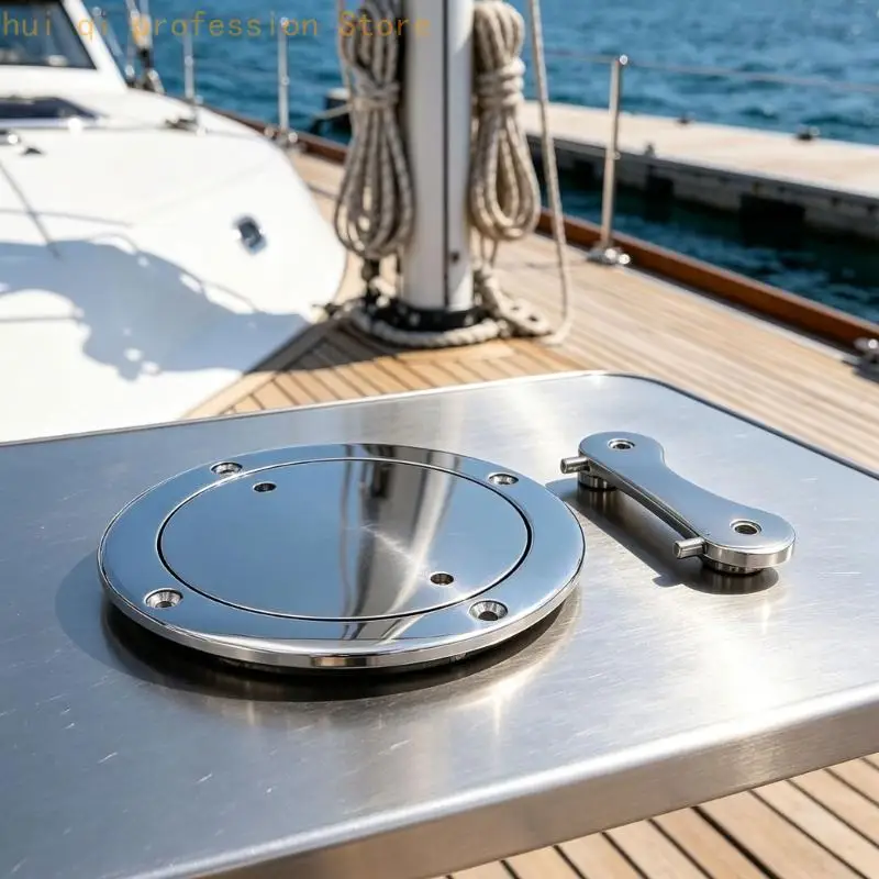 Bootsdeck-Zugangsplatte aus Edelstahl 316 mit Gewindedeckel H8WE – Detail 5