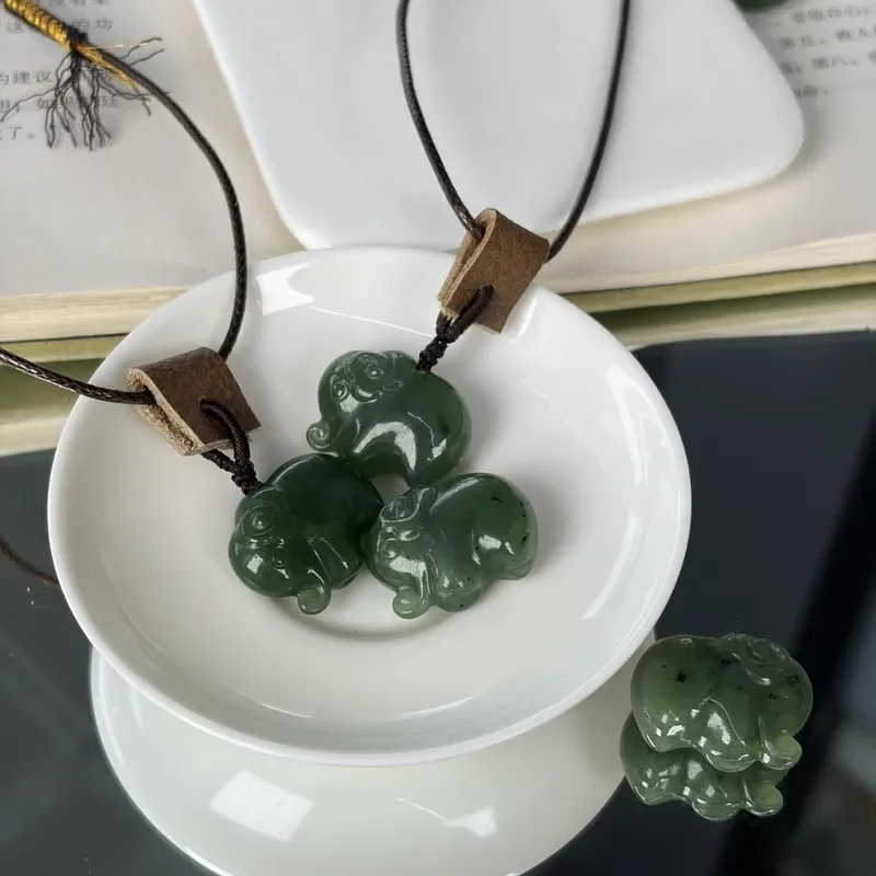 Hetian Jade Baby Elephant Pendant Natural Hetian Jade Baby Elephant Necklace