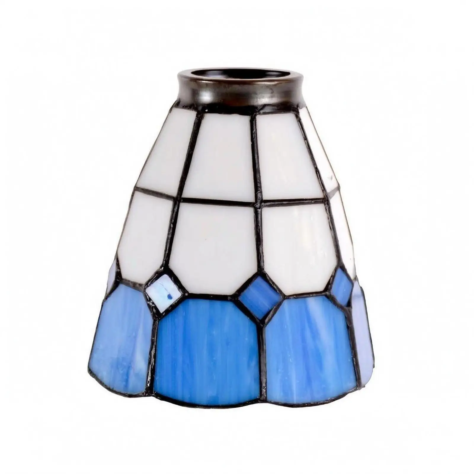 Stained Glass Lamp Black Shade Soldered Metal Handmade Stained Glass Shade E27 Compatible Handmade Lampshade for Table Lamps,