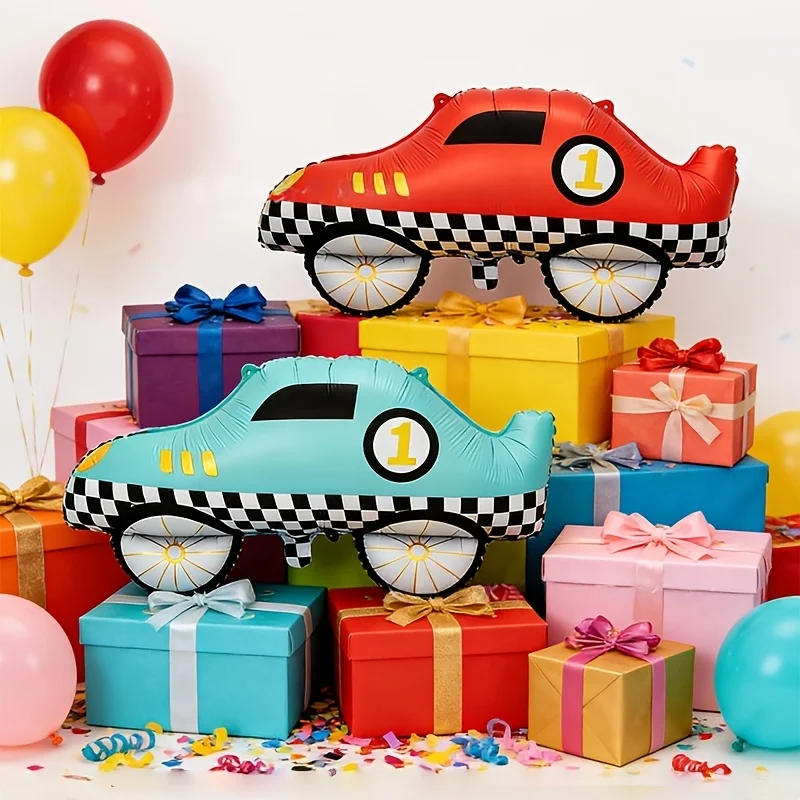 2pcs Large Race Car Foil Balloon Cartoon Formula Car Balloon Set for Birthday, Traffic Racing Theme Party Decorations, Gifts