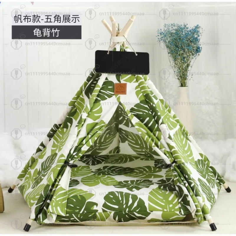 pet-teepee-with-double-sided-thick-cushion-for-pets-up-to-33lbs-portable-cat-tent-with-non-slip-feet-and-blackboard-washable