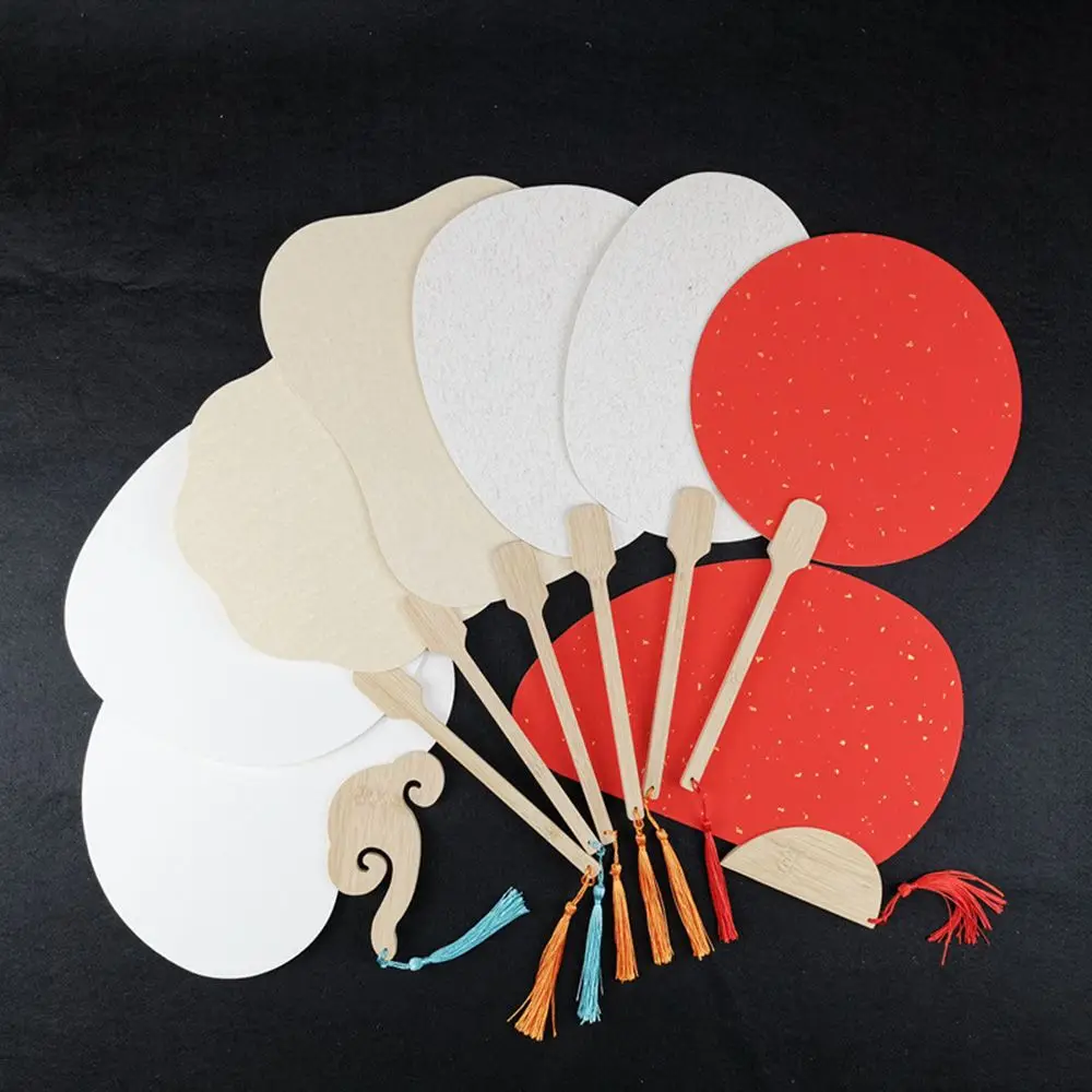 Chinese Style DIY Xuan Paper Fan Chinese Brush Calligraphy Ink Painting Creation Paper Fans Blank Classical Hand Fan Art Supply