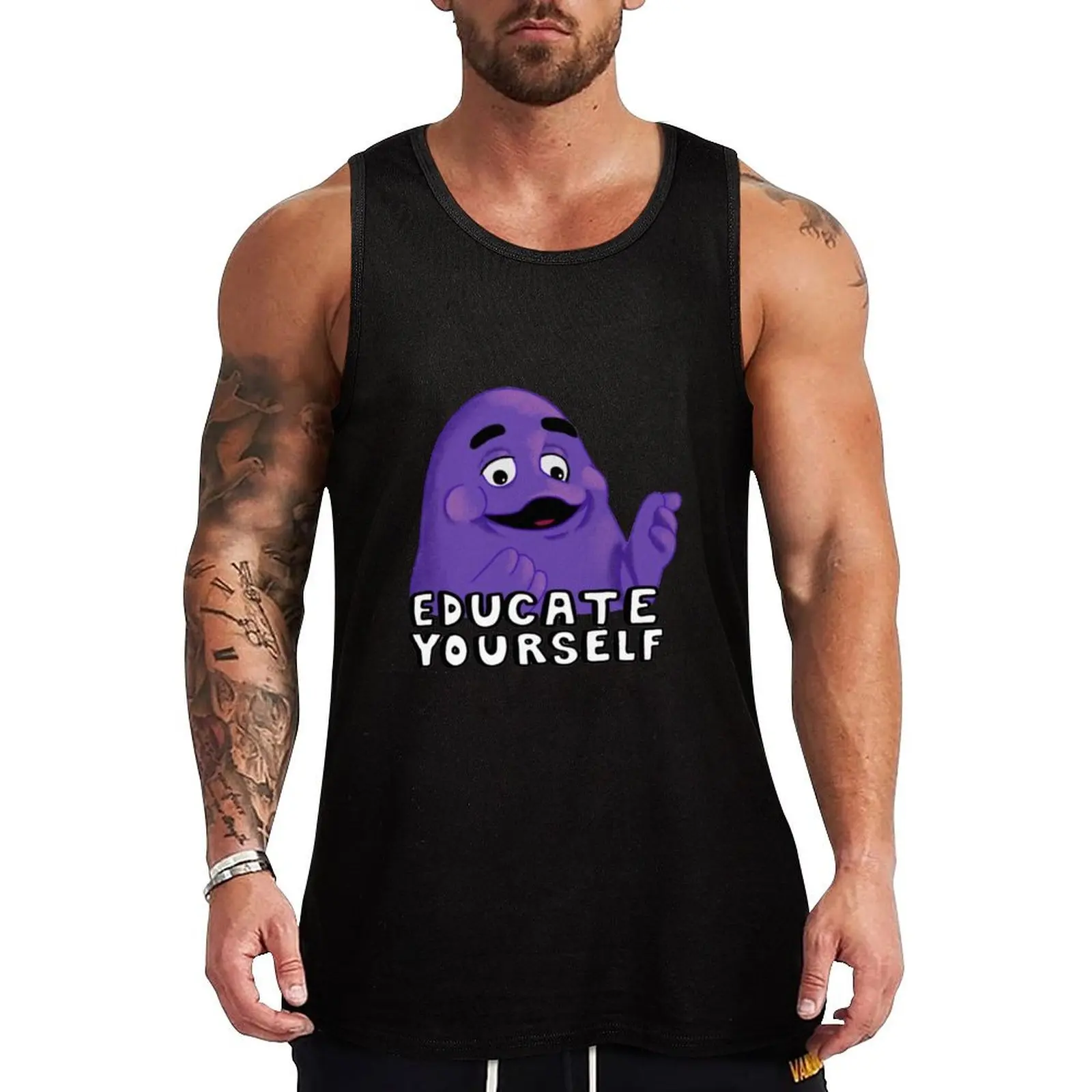 Grimace educate yourself Tank Top Fitness men clothing muscular man sleeveless gym shirt man fitness