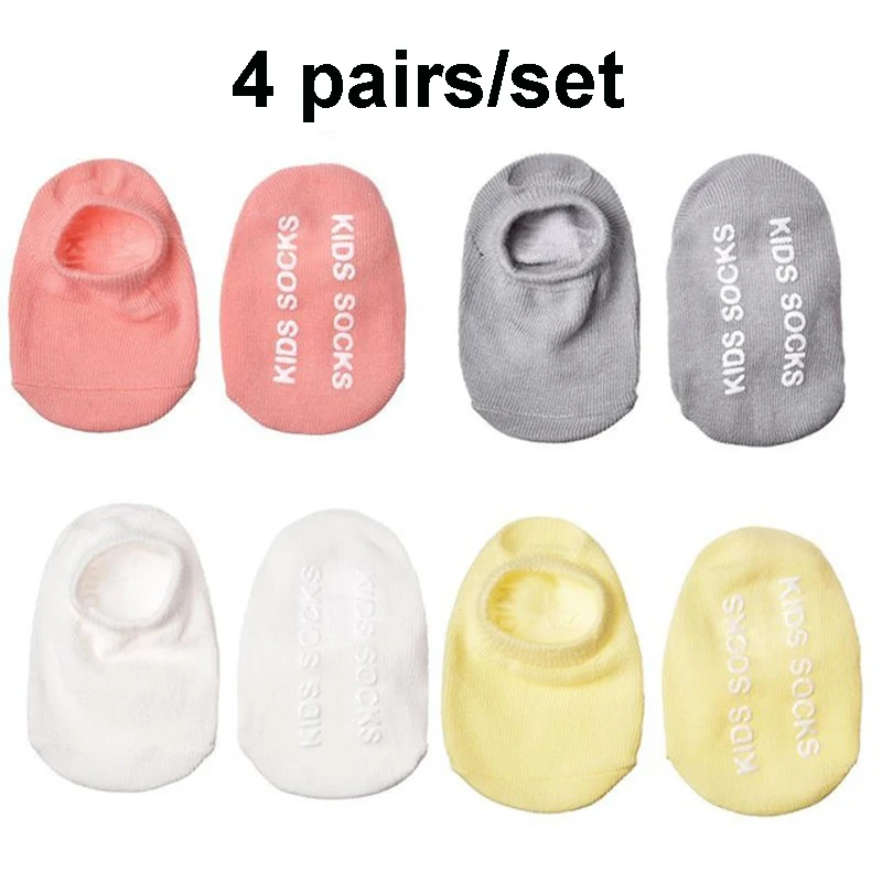 4pairs Candy Color NewBorn Baby Thin Floor Socks Anti Slip Ankle Short Socks Unisex for Boys Girls Infant First Walker Shoes