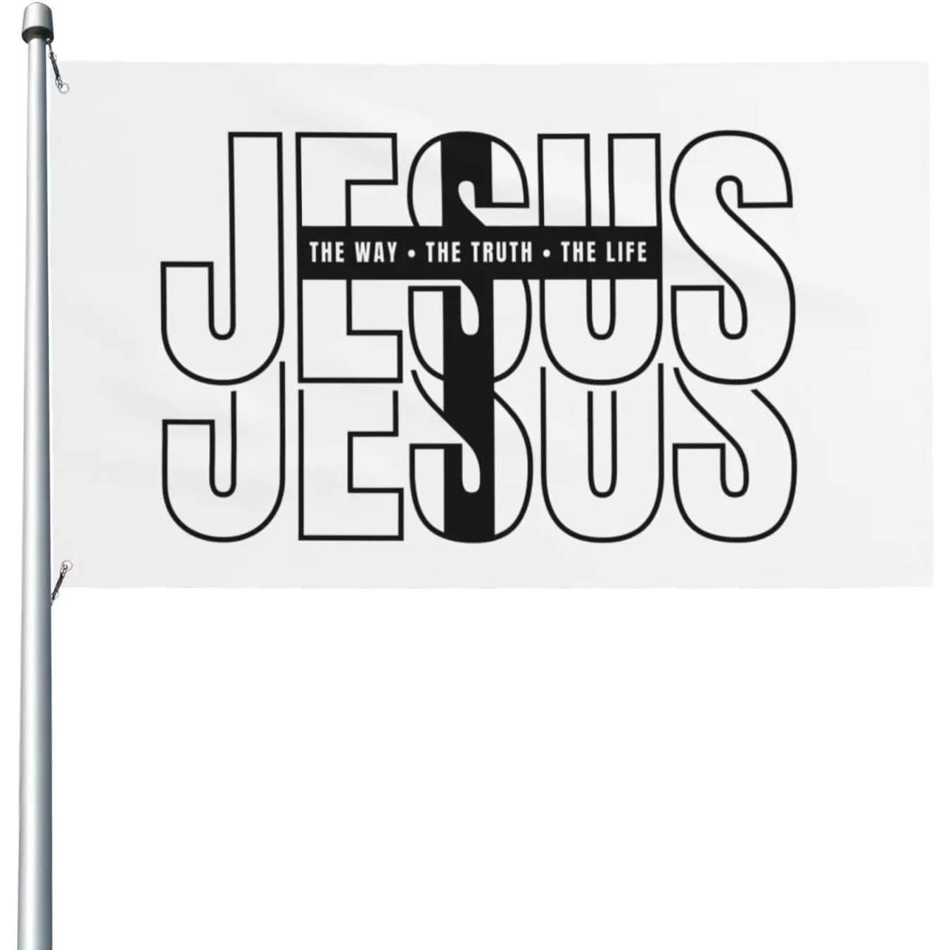 Jesus The Way Truth And Life Christian Flag Banner Outdoor Polyester With Metal Eyelets