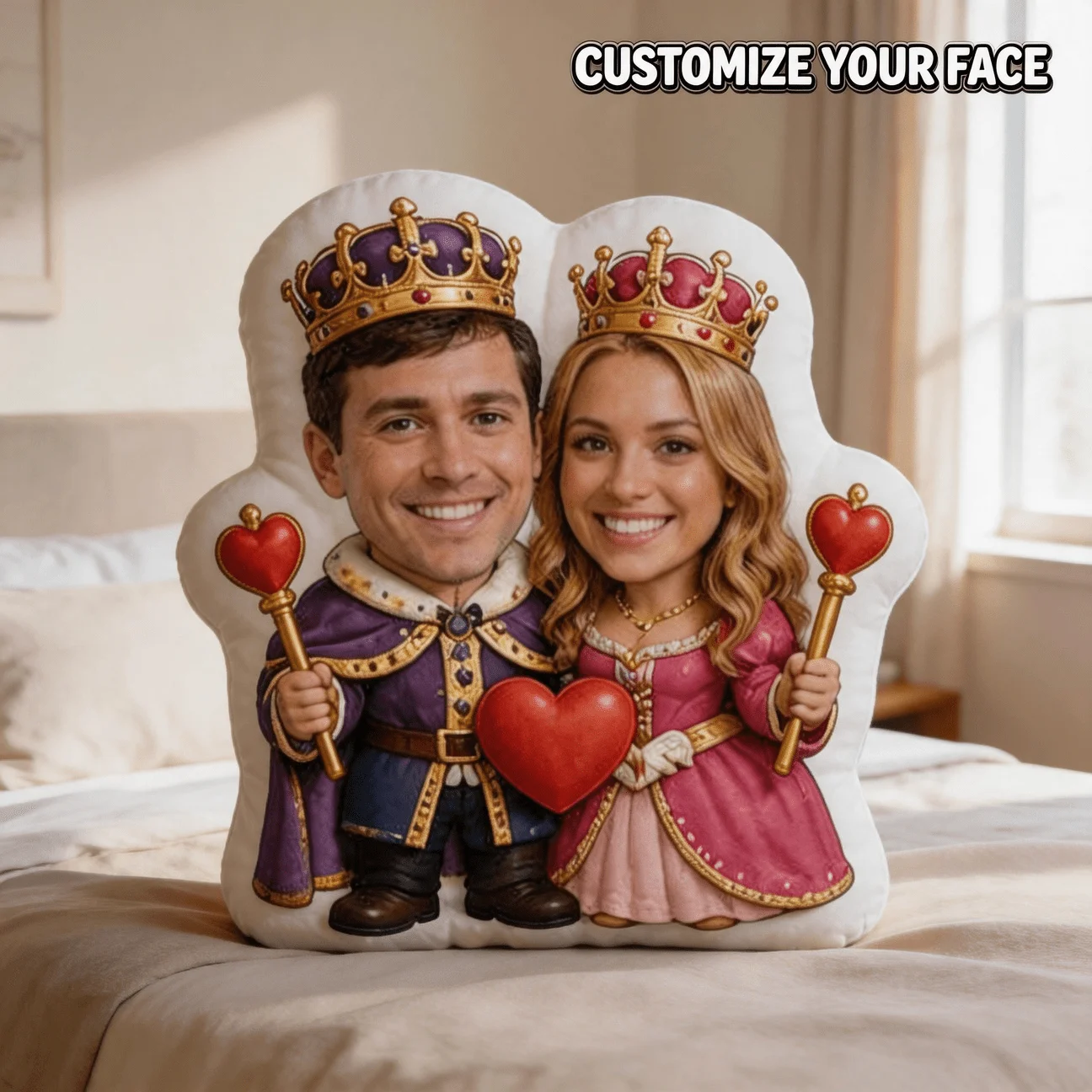 Customized personalized couple photo shaped pillows, royal style decorative cushions, 60cm large-sized sofa bedroom embellishmen