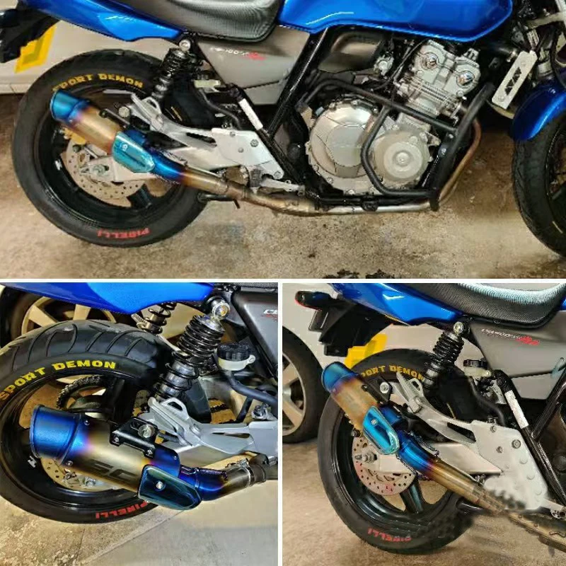 CB400 exhaust muffler for motorcycle For HONDA CB400 Motorcycle Exhaust middle pipe Round Muffler Slip-On all yes view 6