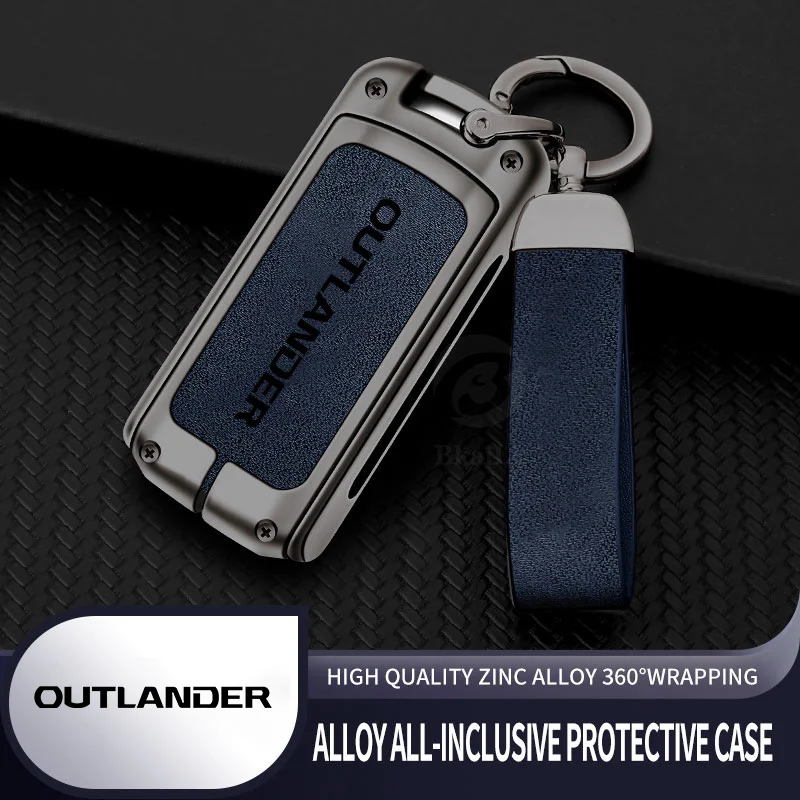 Zinc Alloy Car Key Cover Case Holder Shell Protector for Mitsubishi Outlander Remote Key Bag Buckle Keychain Auto Accessories