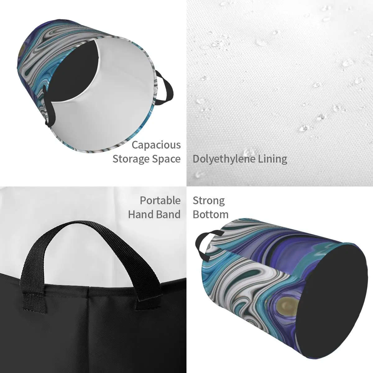 مخصص 1980s الحديثة شيك الأزرق الأرجواني الرخام الدوامات سلة الغسيل طوي الملابس يعوق للطفل الاطفال اللعب صندوق تخزين