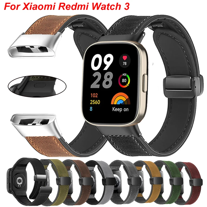 Браслет с магнитной пряжкой для Xiaomi Redmi Watch 3, кожаный + силиконовый ремешок для Redmi Watch 3/Mi Watch Lite 3, браслет Correa