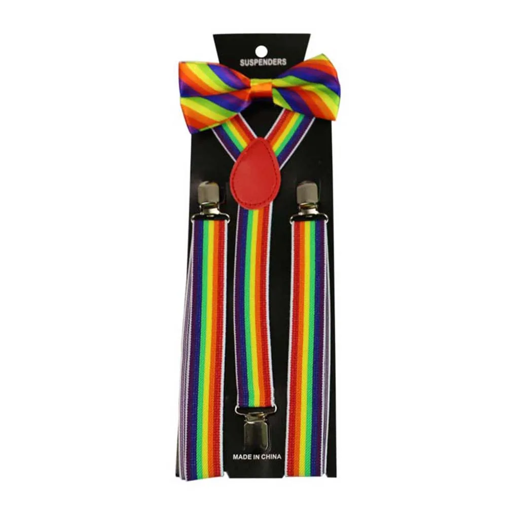 Bretelles élastiques réglables à rayures, 3 pièces, pour pantalons en jean, bretelles réglables, accessoire de Costume de fête unisexe