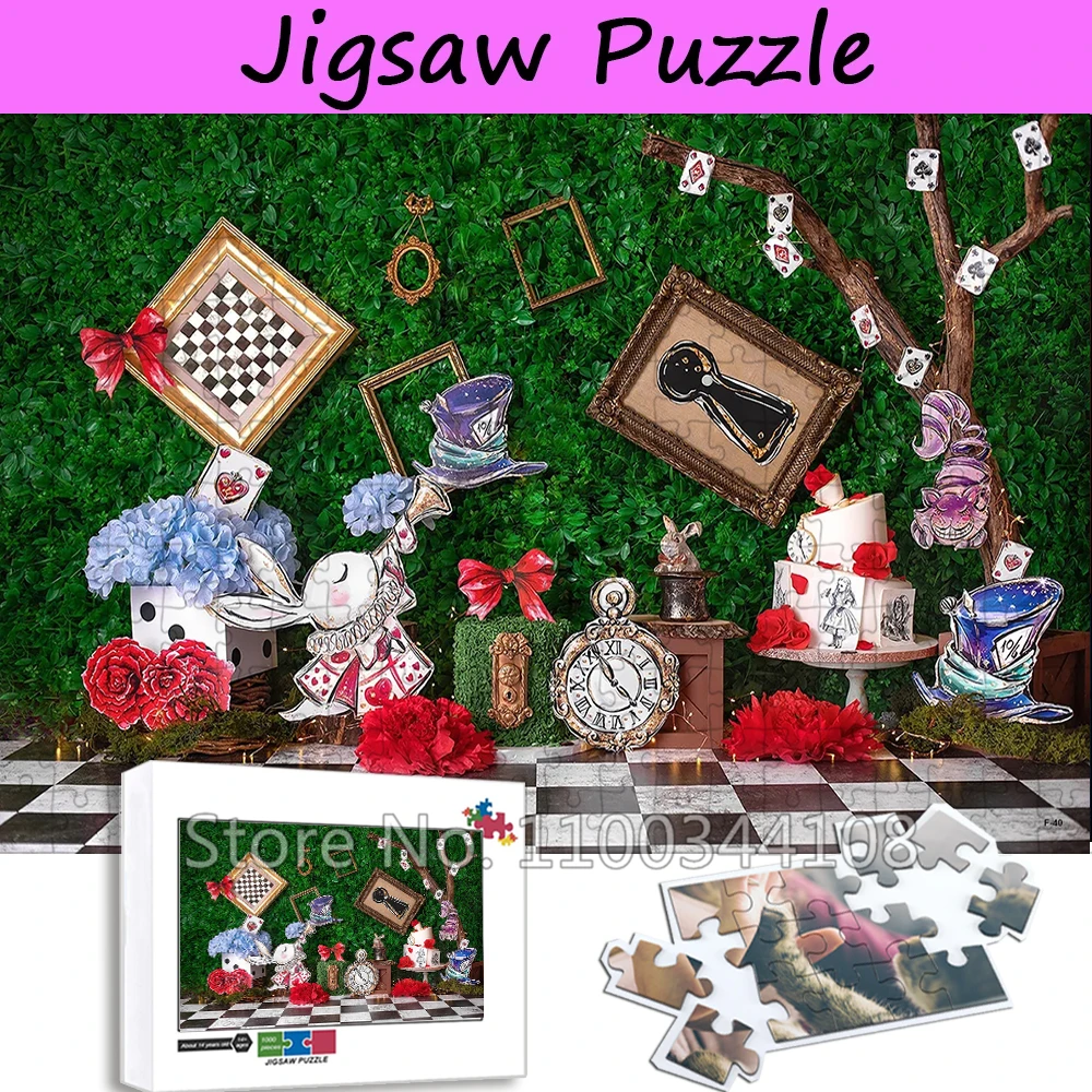 

Alice In Wonderland Jigsaw Puzzle Disney Movie 300/500/1000 Pieces Wooden Puzzles Handmade Gift for Adult Decompression Toys