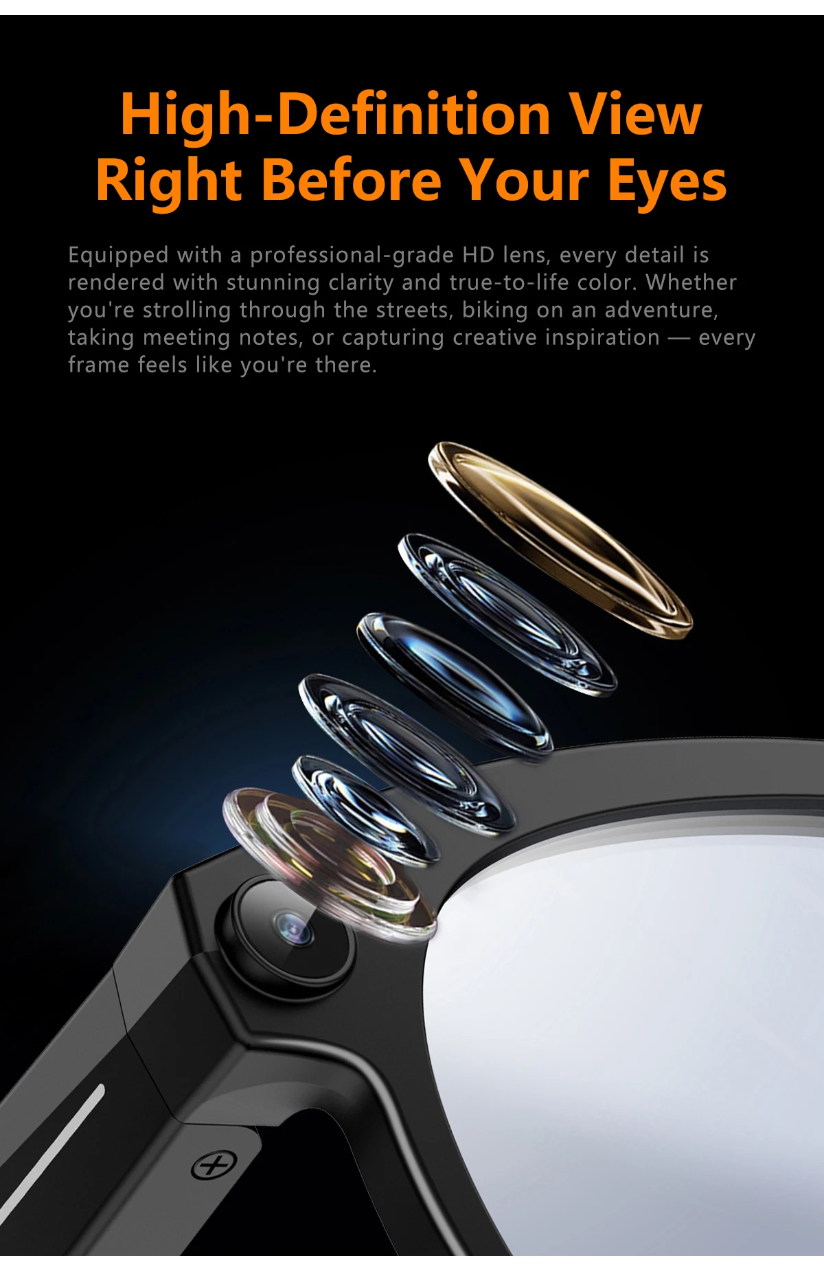 M88 Pro KI-Smart-Brille 5-Megapixel-Kamera Bluetooth EIS-Bildstabilisierung Videoaufnahme und Übersetzung – Detail 4