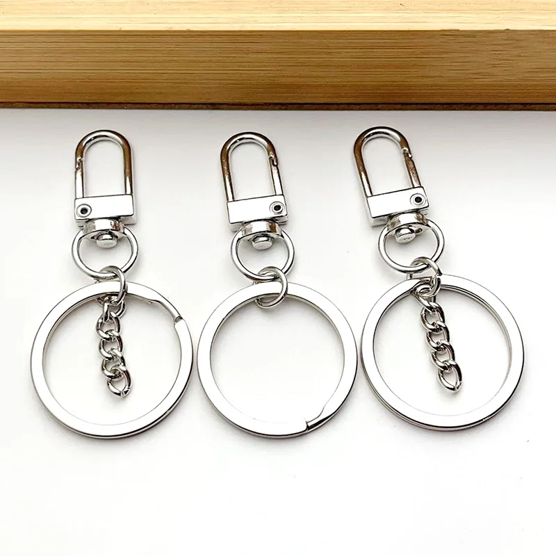 6-24Pcs Metal Keychain Door Buckle Pendant Key Ring Chain Buckle  Catapult Buckle DIY Jewelry Toy Pendant Making Found Wholesale