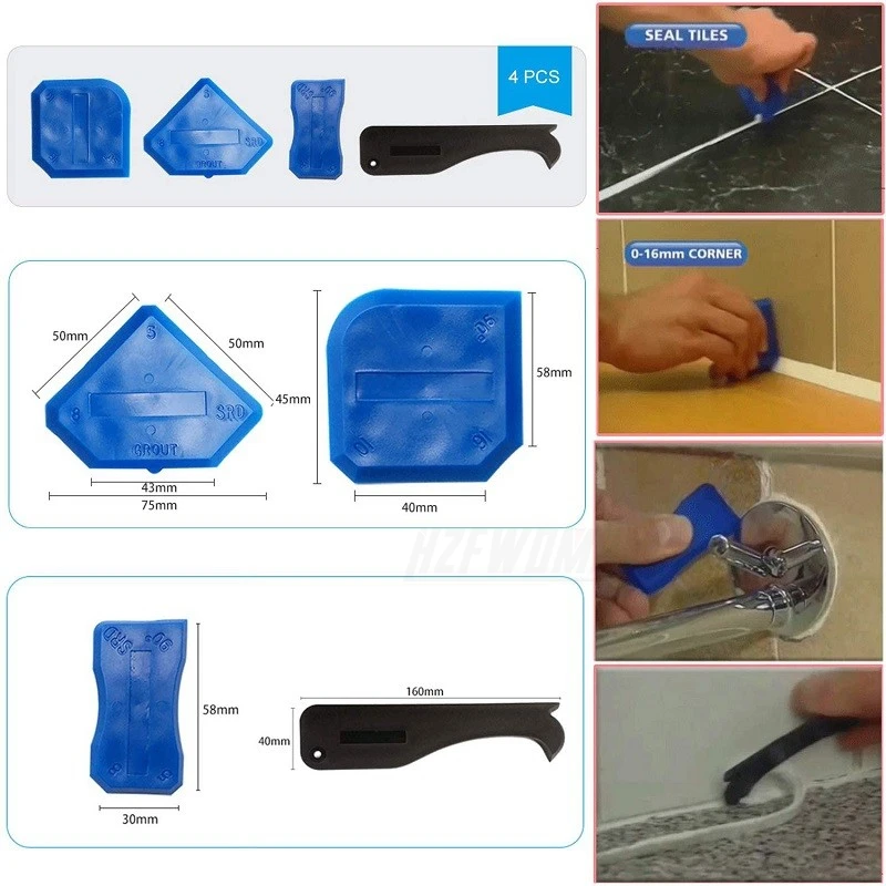 Stainless Steelhead Caulking Finishing Tool Kit Sealant Caulk Grout Scraper Finishing Tools Silicone Remover Sealant Applicator