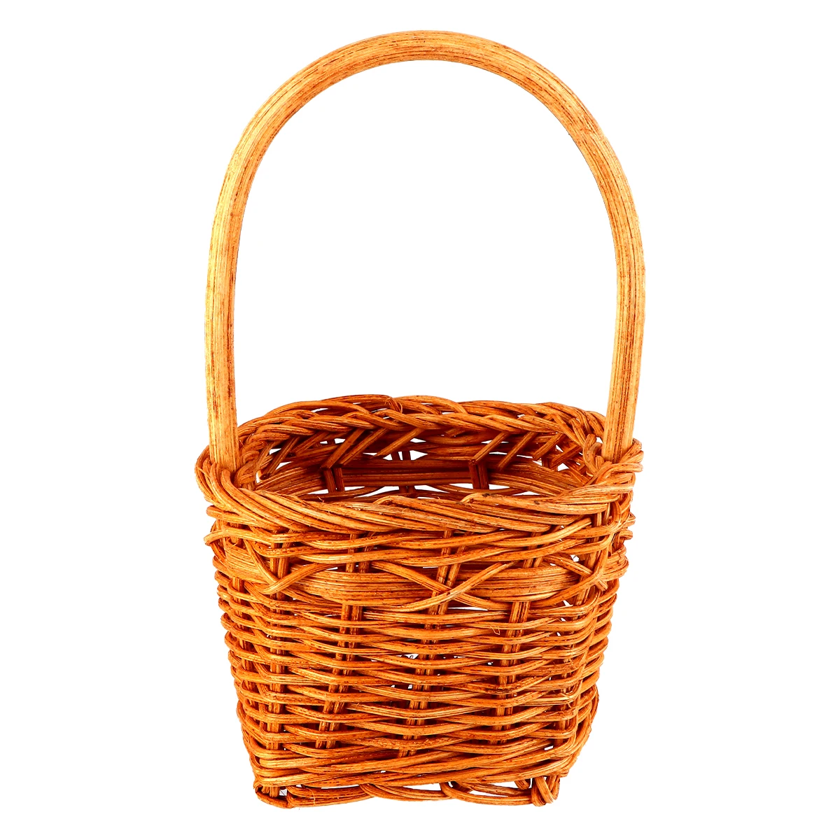 

Rattan Flower Basket Woven Storage Small Handle Garden Container Vase Baby Girl Square Basket Rattan Flowerpot Plant Stand Home