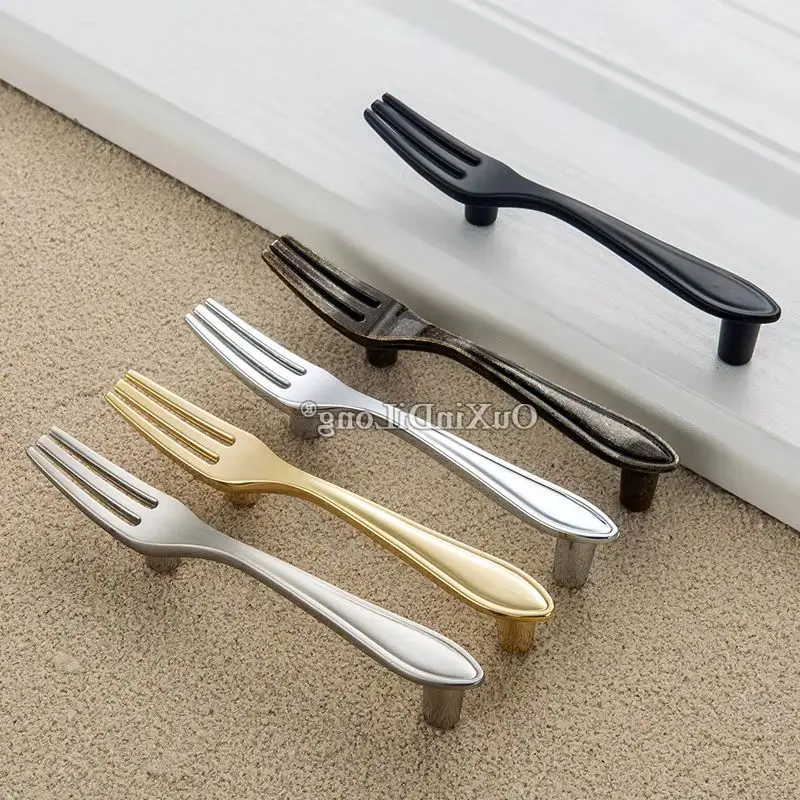 Creative 10PCS Zinc Alloy Spoon/ Fork / Knife Furniture Handles Drawer Knobs Cupboard Wardrobe Closet Dresser Cabinet Door Pulls