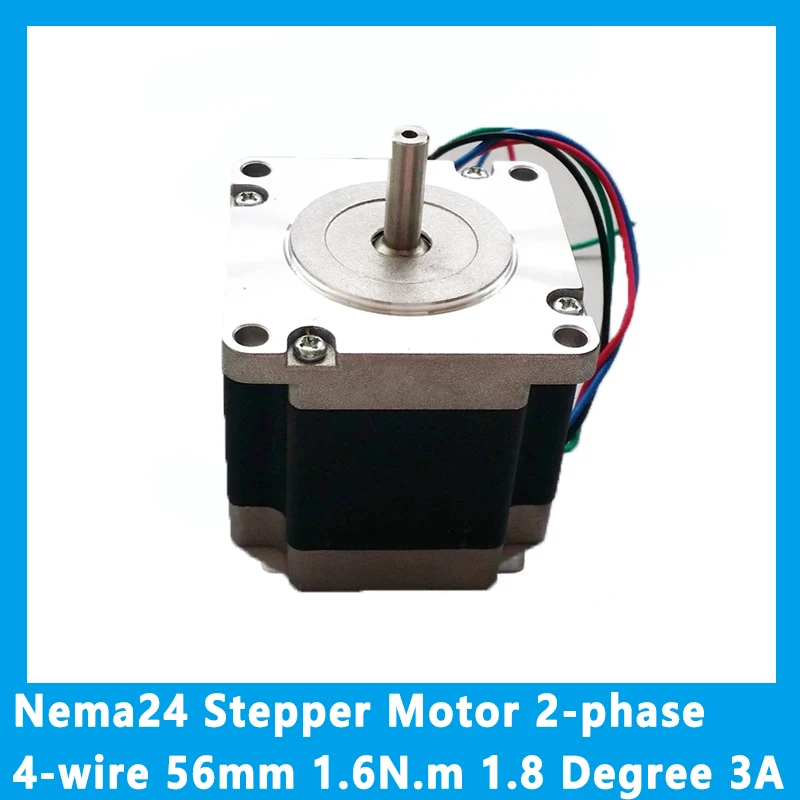 

Nema24 Stepper Motor 2-phase 4-wire 56mm 1.6N.m 1.8 Degree 3A Shaft 6.35mm Hole Distance 50mm