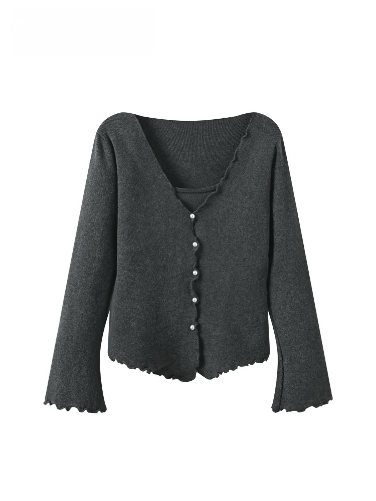 

Loose Long Sve V-Ne Base irt Women plus Size Spring Season Versatile Age-Defng Loose Two-Piece Top Polyester Fiber
