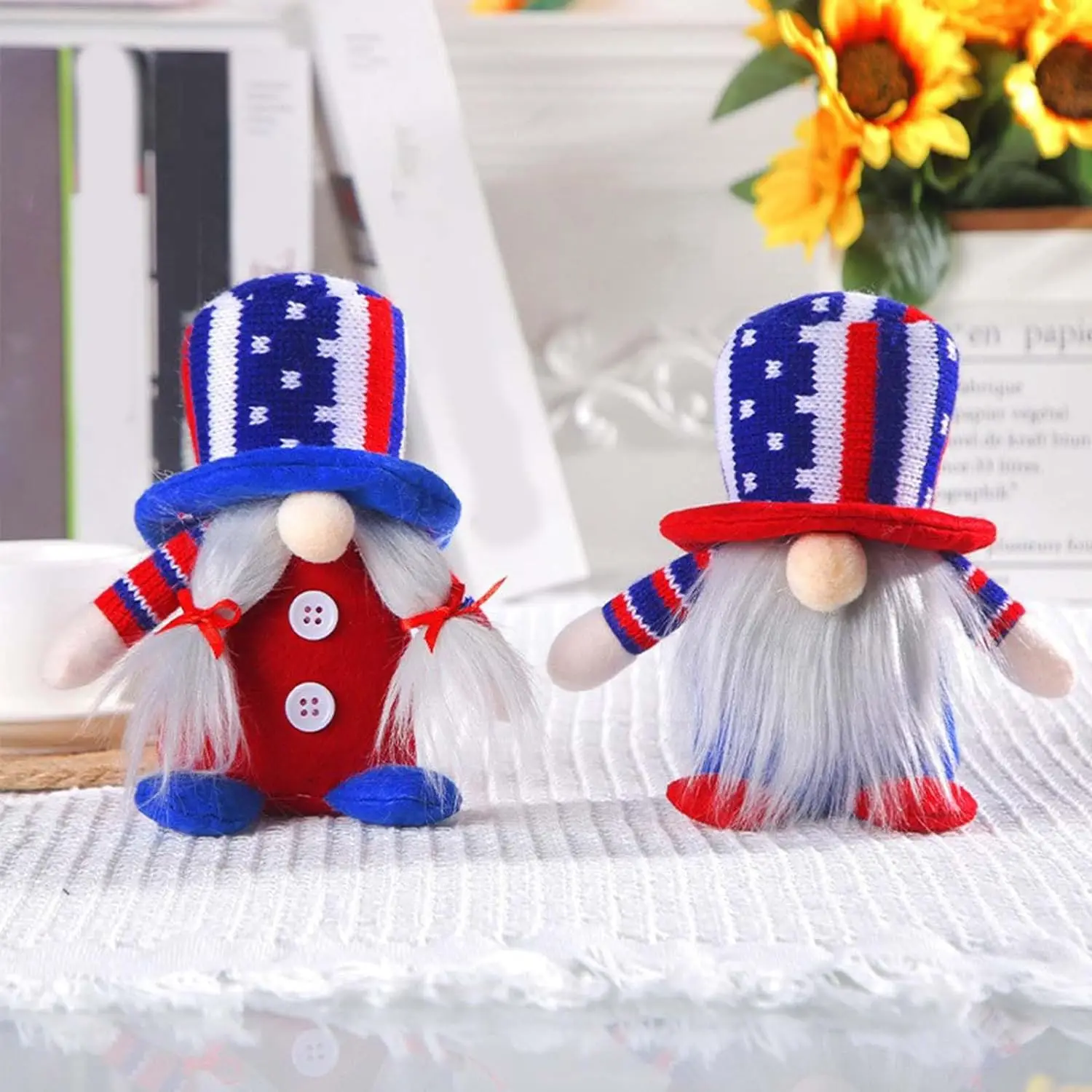 

2Pcs Patriotic Gnome Plush 4th of July Gnomes Decorations for Home, Cute 2024 Fourth of July Decor Indoor