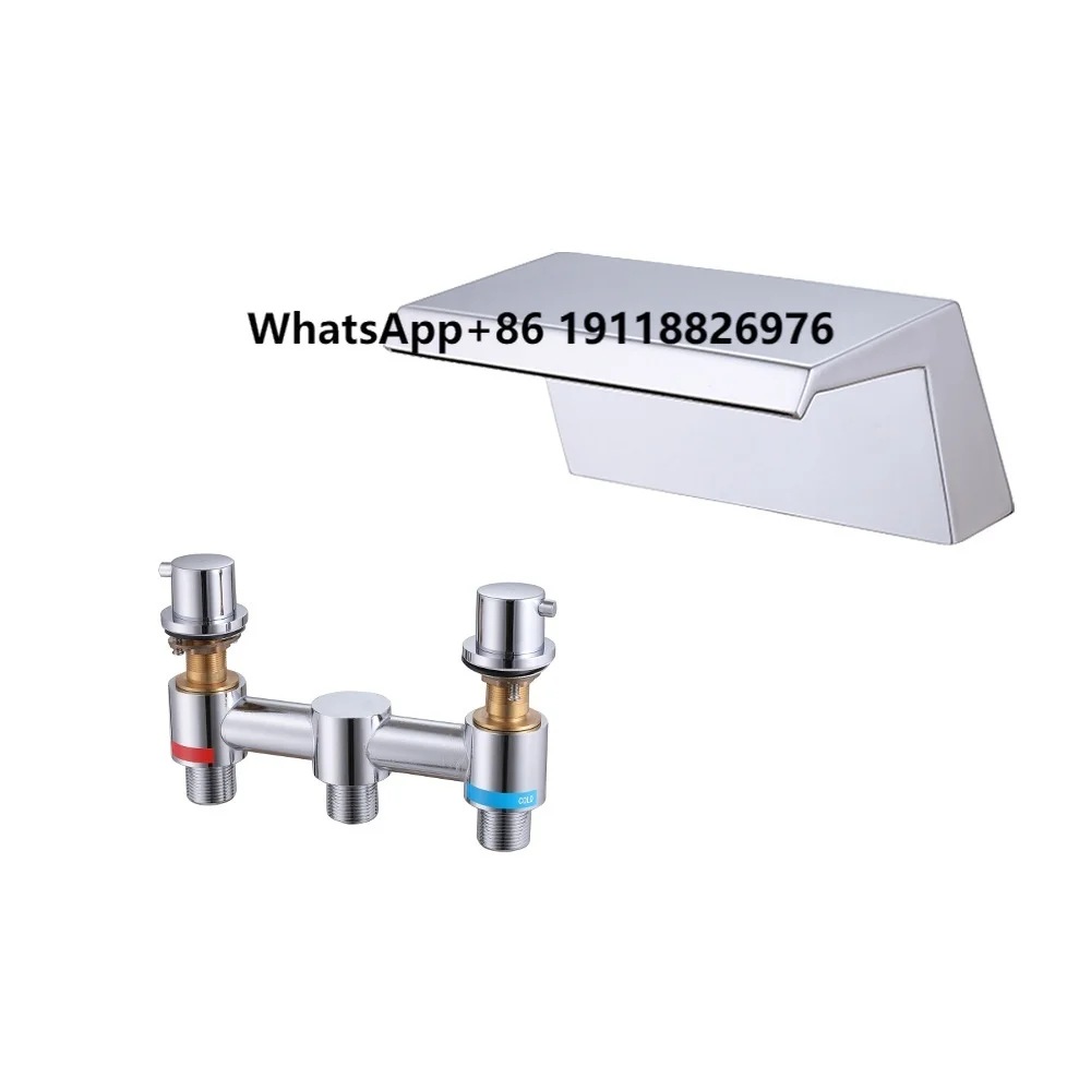 

Modern Luxury Brass Bathroom Faucet Set Simple Accessible Double Control Mixing Valve Hot Cold Waterfall Basin Faucets Ceramic