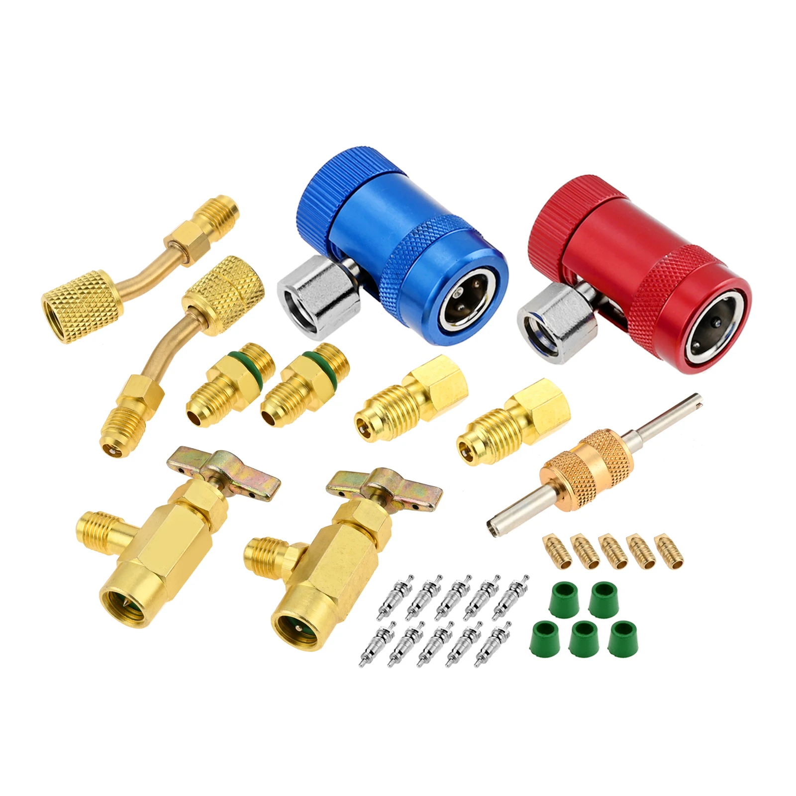 R1234yf Adapter Kit R1234yf Quick Coupler, Can Tap, R410A Adapter, Tank Adapter and Valve Core Remover for Refrigerant Charging