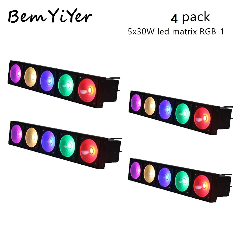 

Светодиодные матричные светильники BemYiYer, 4 шт., 5x30W, RGB 3-в-1, DMX, для сцены, дискотек, вечеринок, ночных клубов, караоке-баров