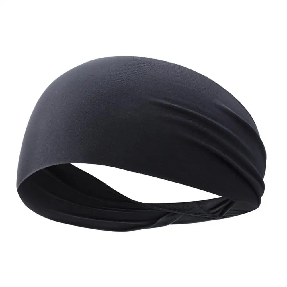 Bandeau élastique pour femmes et hommes, coiffure respirante à Absorption de la sueur (noir)