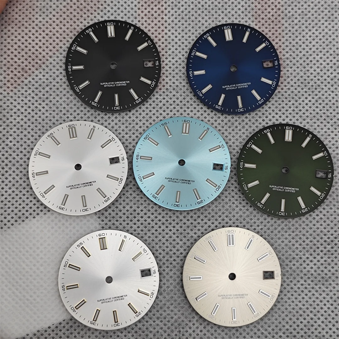 NH35 Watch Dial S Dial 28.5mm Log Conversion Dial BGW9 Blue Green Luminous Watch Face with S Modified Watch Accessories