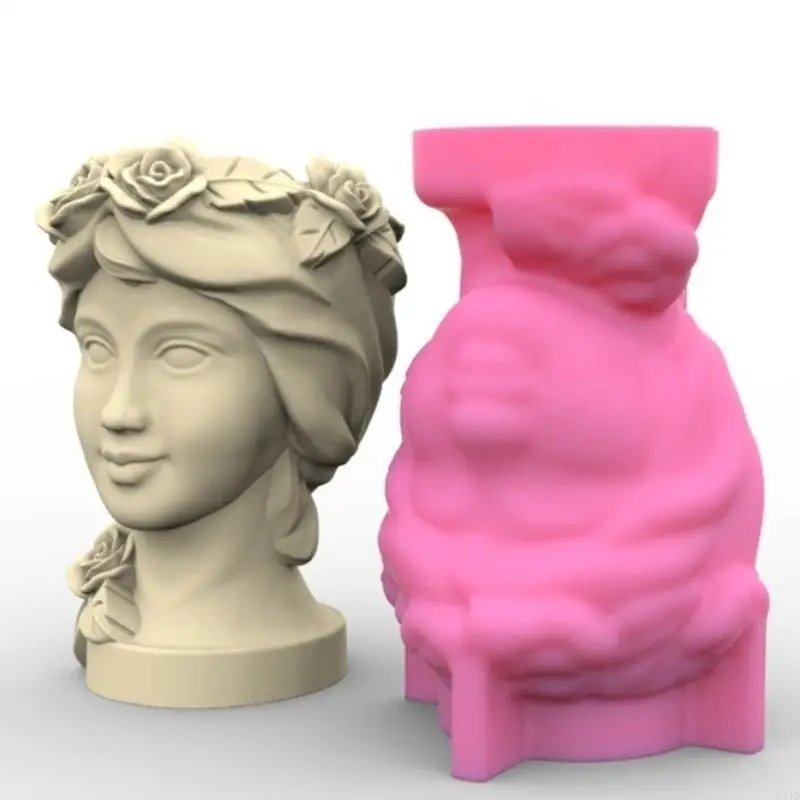 

Handmade Mini Flower Vase Mould Succulents Planter Casting Mold Girl Face Shapes Molds Thoughtful Gift for Plant Lovers